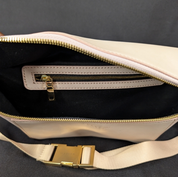 BUSCEMI Luxury Taupe Leather Belt Bag Fanny Pack Gold Buckle Made in Italy - Picture 3 of 15